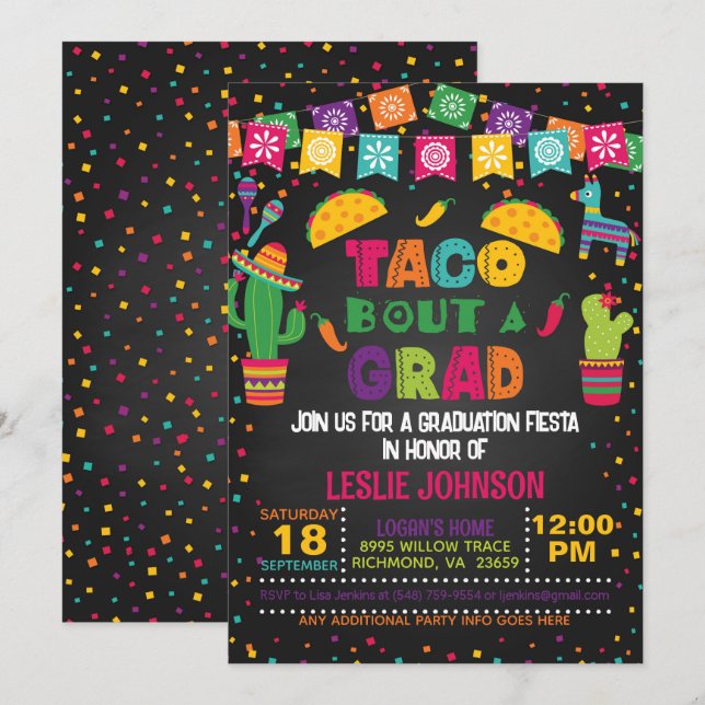 Taco à propos d'une invitation de remise de diplôm (Devant / Derrière)