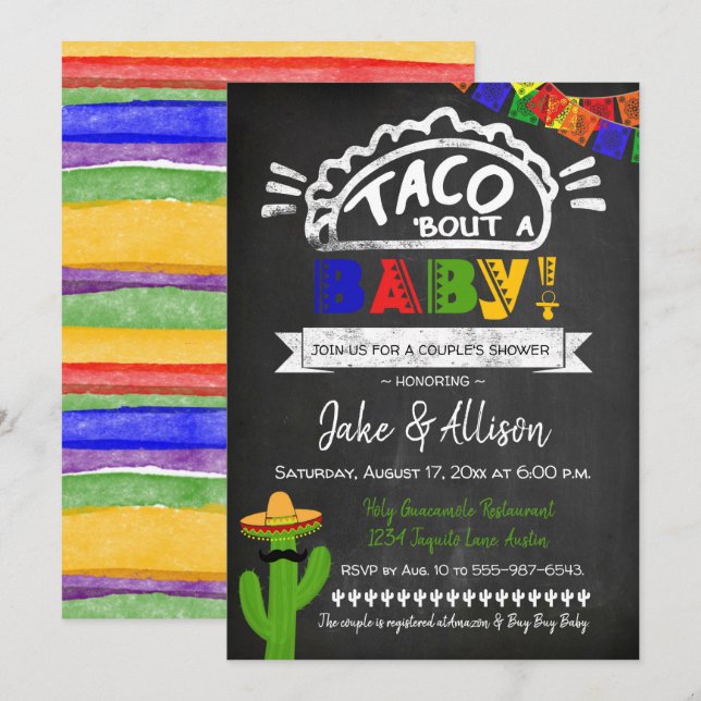 Taco Baby Dusche für Paare Einladung (Vorne/Hinten)