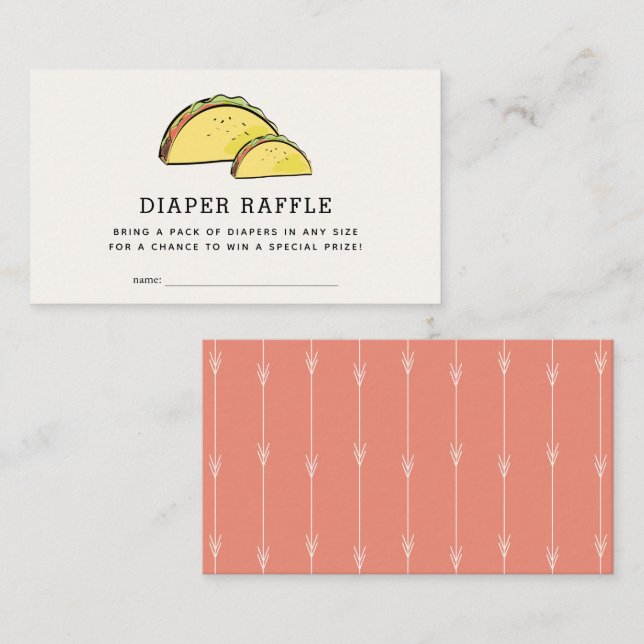 Taco Baby Dusche Rosa Windeln Raffle Ticket Begleitkarte (Vorne/Hinten)
