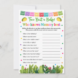 Taco Baby Shower kennt Mommy Best Game Hinweiskarte