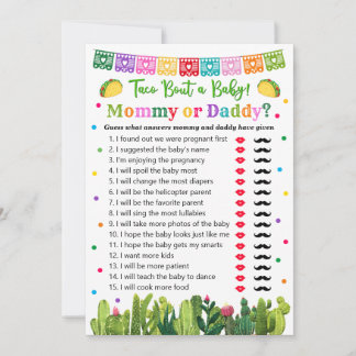 Taco Baby Shower Mommy oder Daddy Hinweiskarte