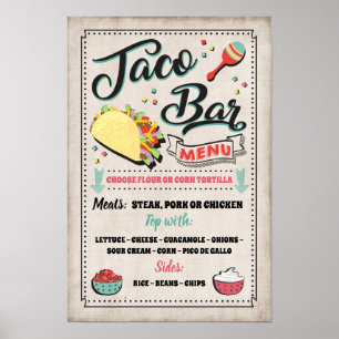 Taco-Bar-Menü-Party-Schild Poster