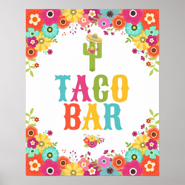 Taco Bar Poster - Fiesta Party Table Sign (Vorne)