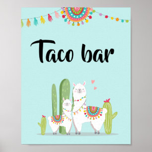 Taco-Bar-Snack-Fest-Llama-Baby-Shower-Tischschild Poster
