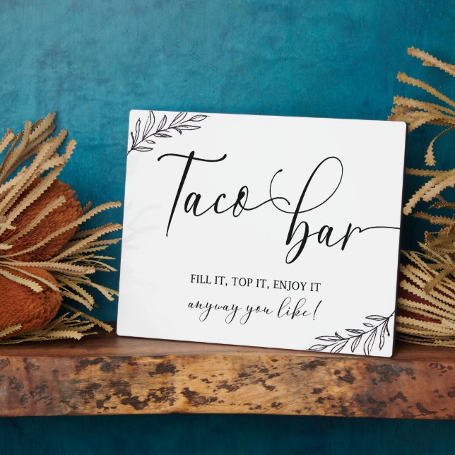 Taco Bar Wedding sign Tabletop Plaque with Easel Fotoplatte (Seite)