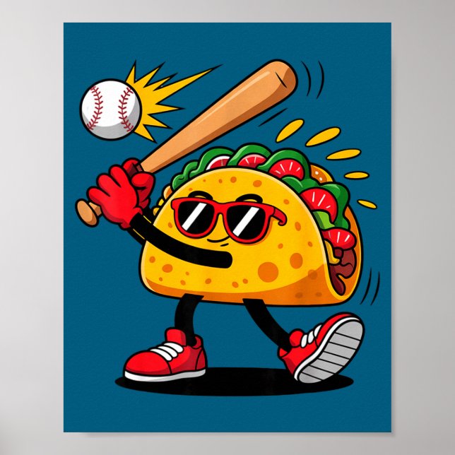 Taco baseball mexican cinco de mayo men kids  poster (Vorne)