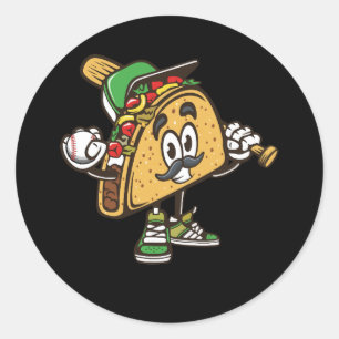 Taco Baseball Softball Tacos Mexican Festi Runder Aufkleber