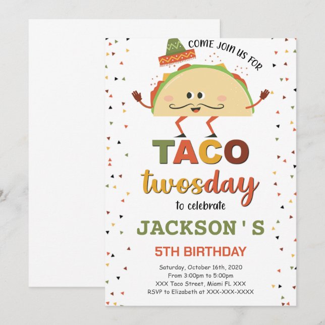 Taco Birthday Einladung (Vorne/Hinten)