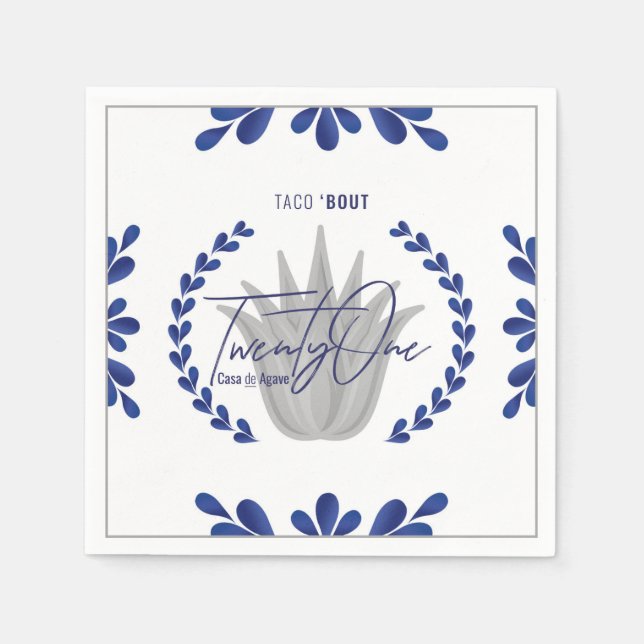Taco' Bout 21 | Blau/Silbertequila Napkins Serviette (Vorderseite)