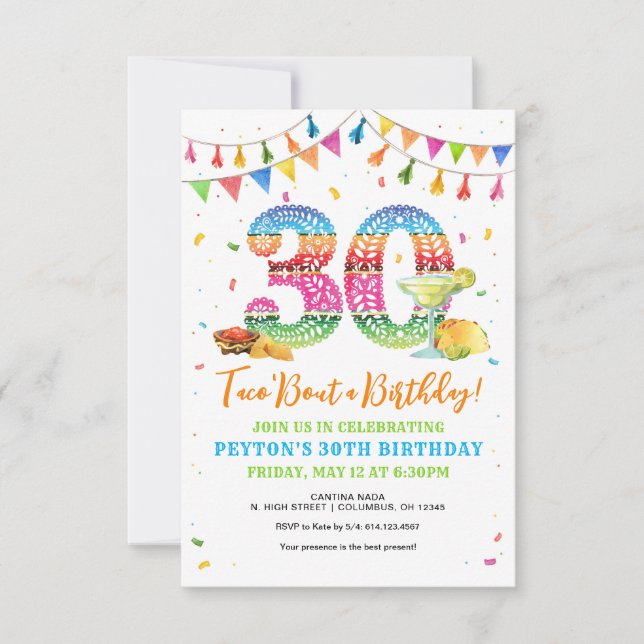 Taco Bout, 30e anniversaire Fiesta Invitation (Devant)