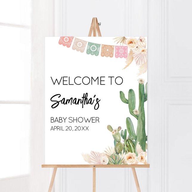 Taco Bout A Baby Boho Baby Dusche Willkommen Poster (Cactus Baby Shower Welcome Sign)