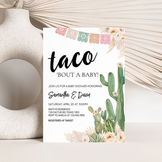 Taco Bout A Baby Boho Babydusche Einladung (Cactus Baby Shower Invitation)