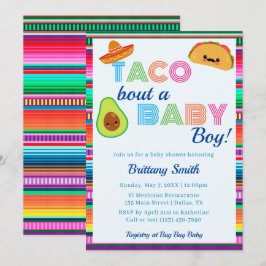 Taco Bout a Baby Boy Fiesta Stripe Babydusche Einladung