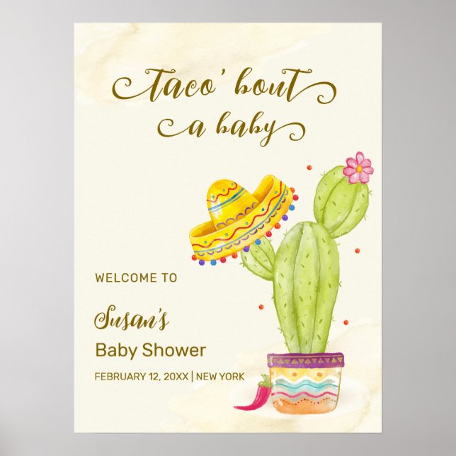 Taco 'Bout A Baby Cactus Baby Shower Willkommen Poster (Vorne)