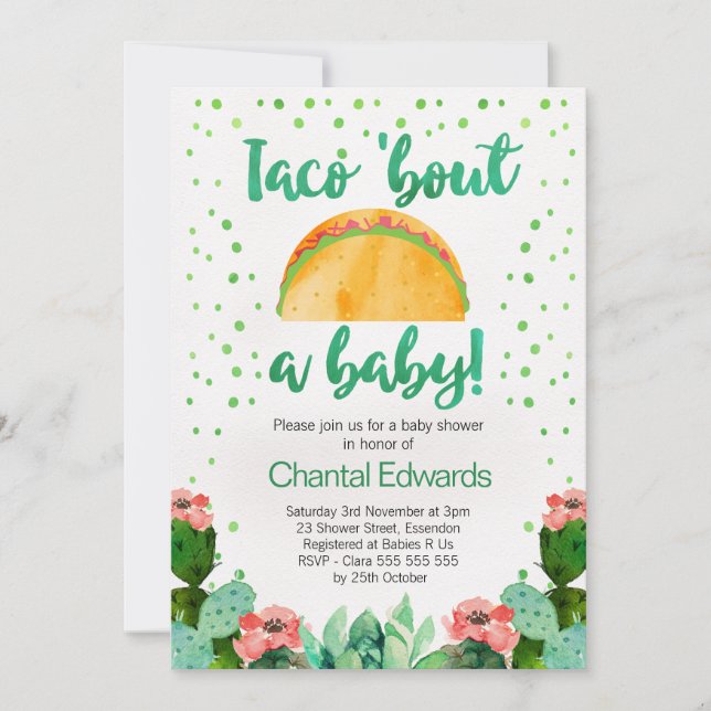 Taco 'Bout A Baby Fiesta Baby Shower Einladung (Vorderseite)