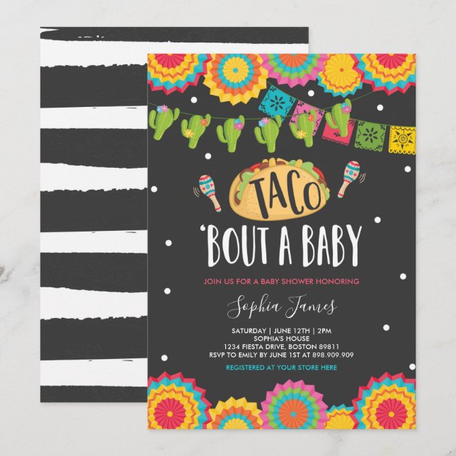 Taco 'Bout A Baby Fiesta Baby Shower Einladung (Vorne/Hinten)