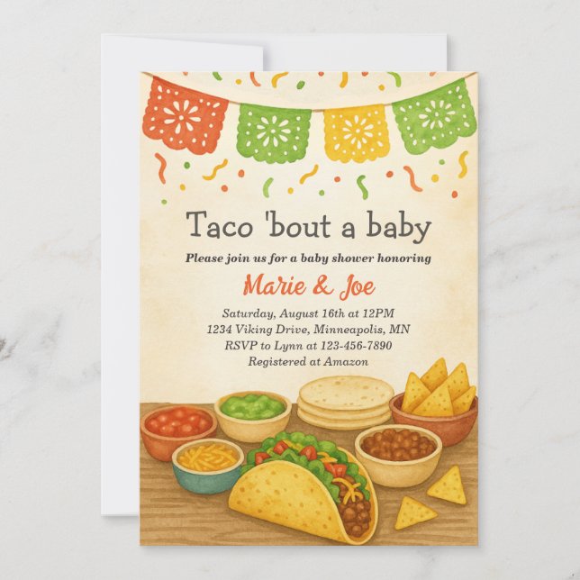 Taco Bout A Baby Fiesta Baby shower Invitation (Devant)