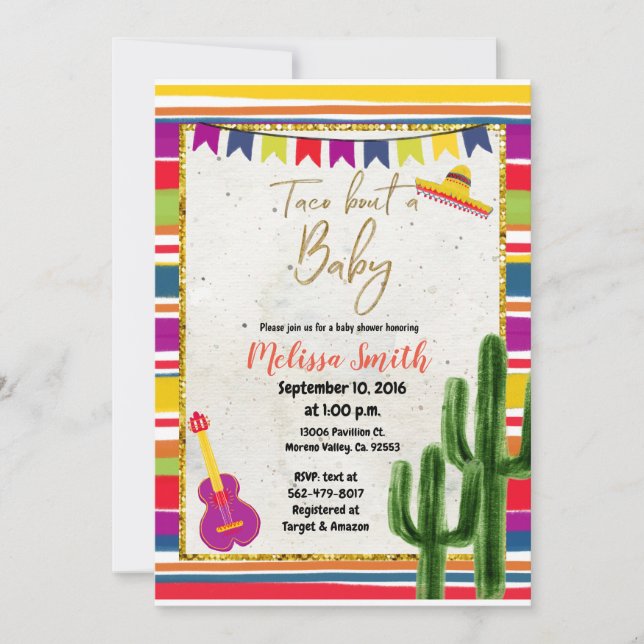 Taco 'Bout A Baby Fiesta Baby shower Invitation (Devant)