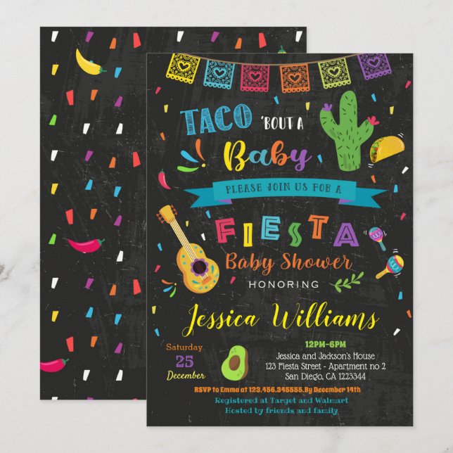 Taco Bout a Baby Fiesta Baby Shower Invitations (Devant / Derrière)