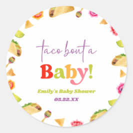 Taco Bout A Baby! Fiesta Baby Shower Runder Aufkleber