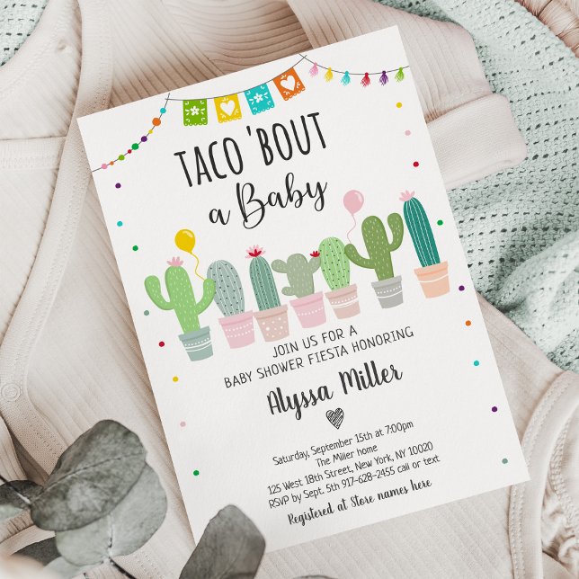 Taco Bout A Baby Fiesta Cactus Baby Shower Einladung (Von Creator hochgeladen)
