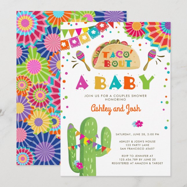 Taco Bout A Baby Fiesta Couples Dusche Einladung (Vorne/Hinten)