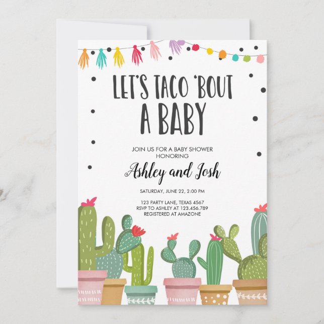 Taco Bout a Baby Fiesta Invitation à la douche (Devant)