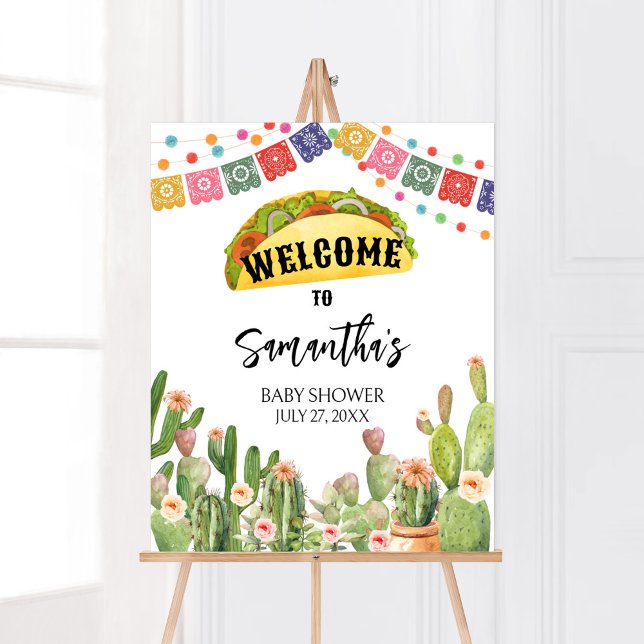 Taco Bout A Baby Fiesta Willkommen Poster (Fiesta Cactus Baby Shower Welcome Sign)