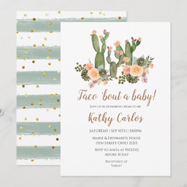 Taco ‘Bout A Baby Invitation (Devant / Derrière)