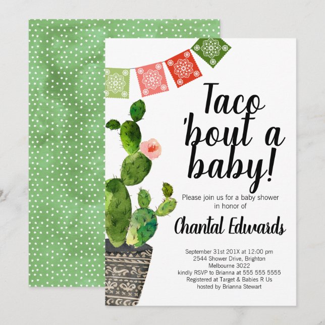 Taco Bout A Baby Invitation (Devant / Derrière)
