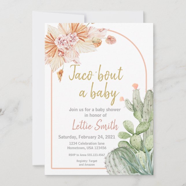 Taco 'Bout a Baby, Invitation Baby shower Fiesta, (Devant)