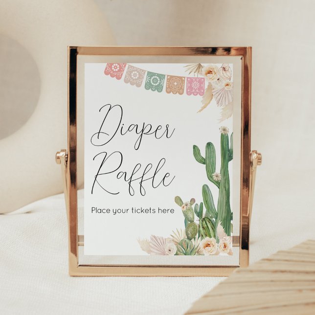 Taco Bout a Baby Shower Diaper Raffles Poster (Boho Fiesta Baby Shower Diaper Raffle Sign)
