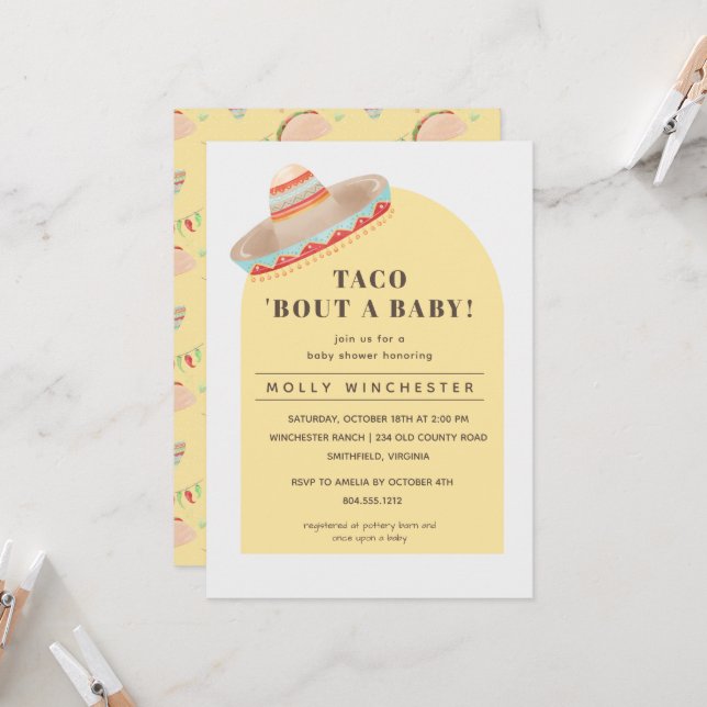 Taco Bout a Baby Shower Einladung (Vorderseite/Rückseite Beispiel)