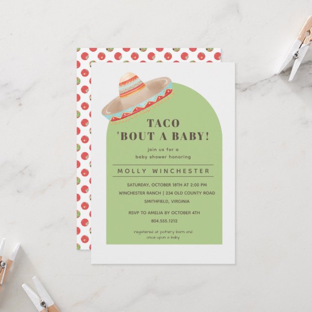 Taco Bout a Baby Shower Einladung (Vorderseite/Rückseite Beispiel)