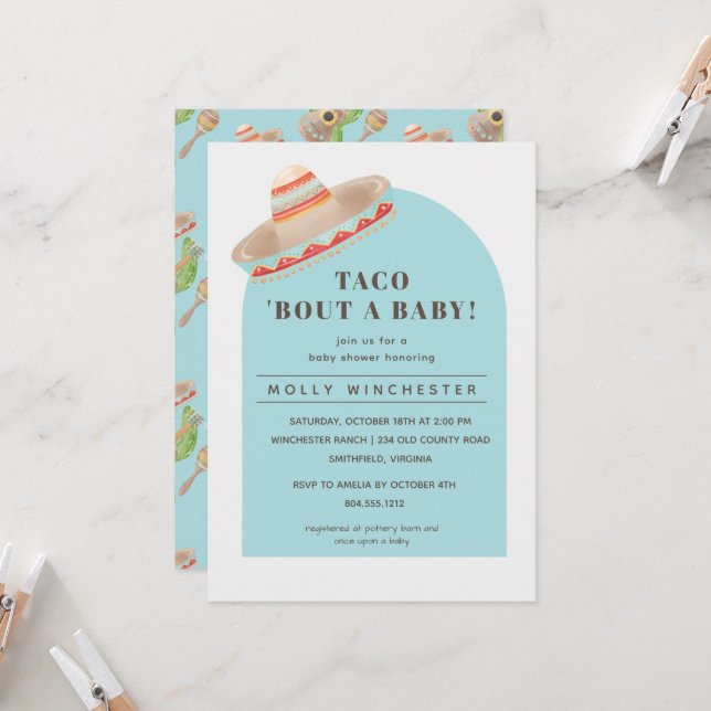Taco Bout a Baby Shower Einladung (Vorderseite/Rückseite Beispiel)