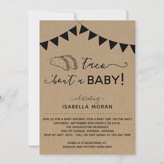 Taco 'Bout a Baby shower Invitation (Devant)