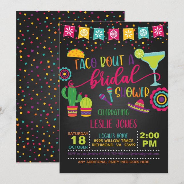 Taco Bout a Bridal Shower Einladung - BL (Vorne/Hinten)