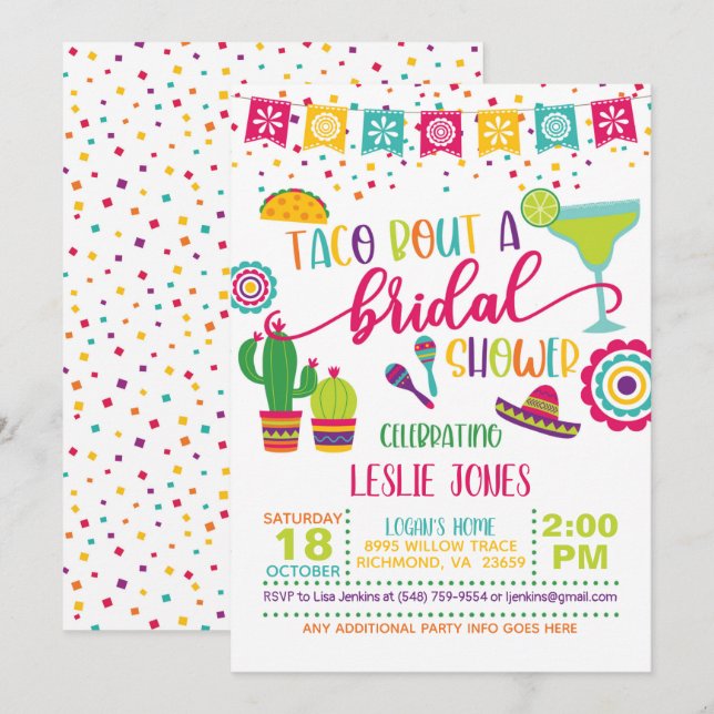 Taco Bout a Bridal Shower Invitation - WH (Devant / Derrière)