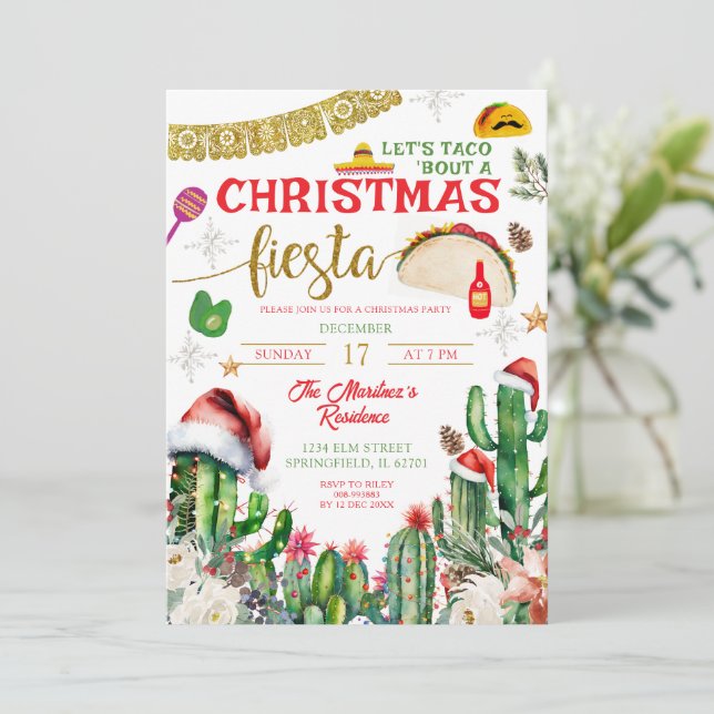 Taco Bout a Christmas Fiesta Einladung (Stehend Vorderseite)
