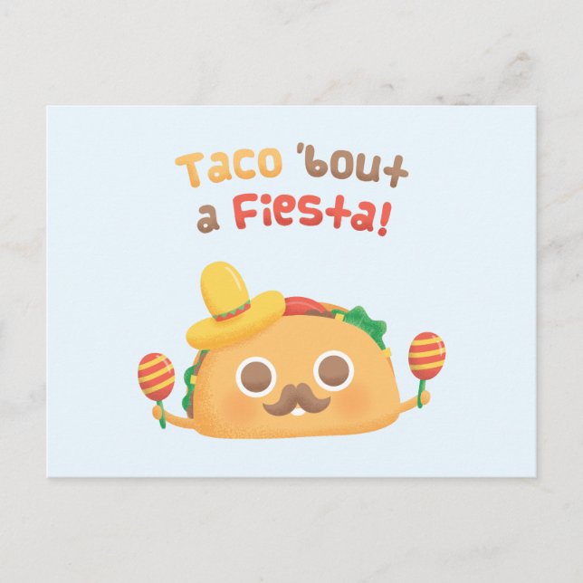 Taco Bout A Fiesta Cute Food Pun Humour Carte post (Devant)