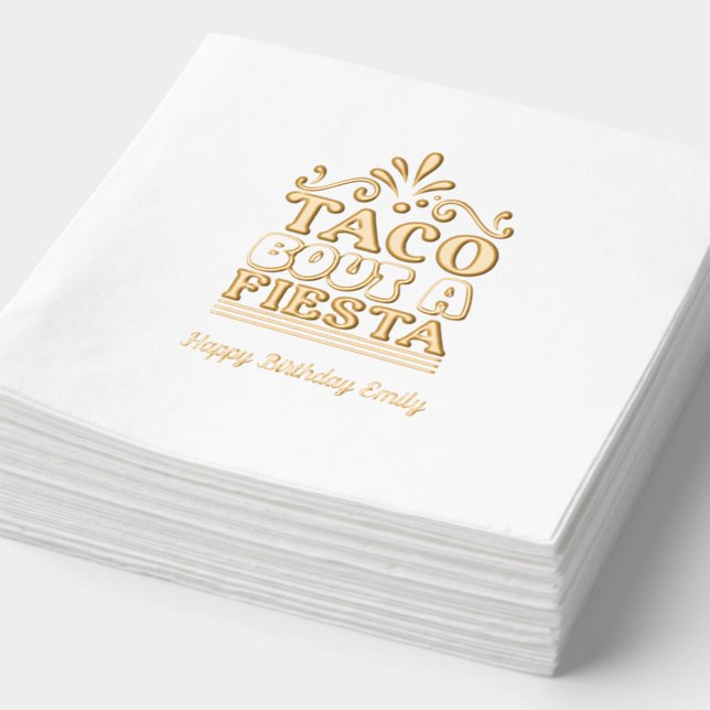 Taco Bout a Fiesta Gold Foil Anniversaire Napkins (Détail)