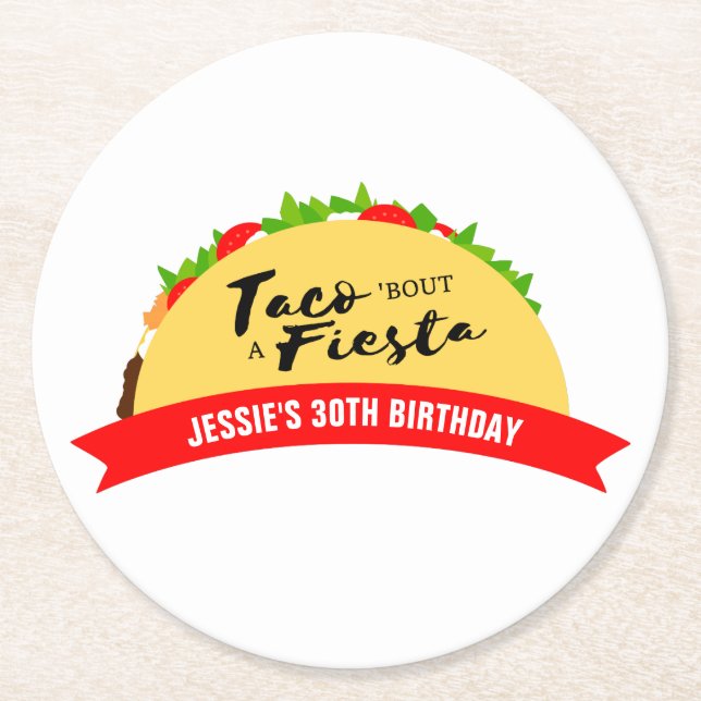 Taco 'Bout A Fiesta Runder Pappuntersetzer (Vorderseite)
