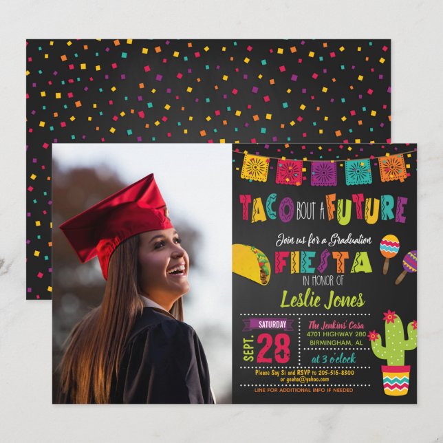 Taco Bout a Future Abschluss Invasion - Foto Einladung (Vorne/Hinten)