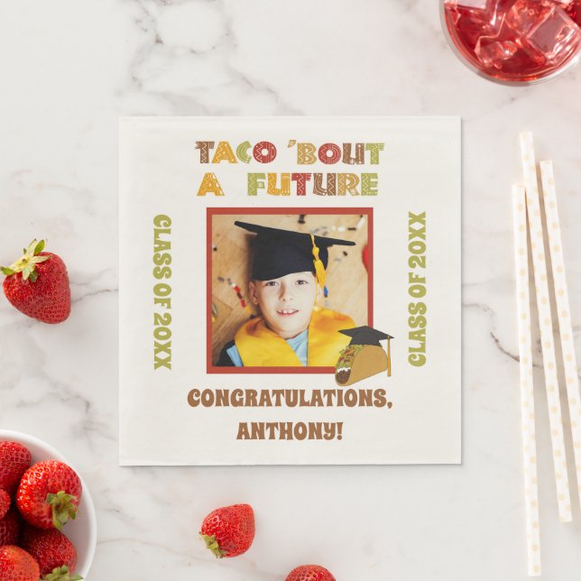 Taco Bout a Future Foto Graduation Party Serviette (Beispiel)