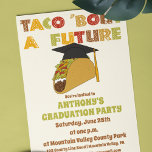 Taco Bout a Future Funny Graduation Party Einladung<br><div class="desc">Senden Sie ein paar leckere Abschlussfeier lädt ein. Diese lustigen Einladungen enthalten den Slogan TACO 'BOUT A FUTURE zusammen mit einer Abbildung eines Taco mit einer Graduierungshülse. Diese Einladungen lassen sich einfach mit allen Party-Details abstimmen.</div>