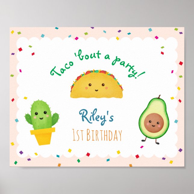 Taco Bout A Party | Fiesta Themed Birthday Sign Poster (Vorne)
