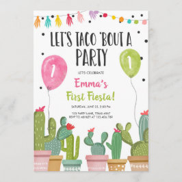 Taco Bout a Party Girl Pink First Fiesta Geburtsta Einladung