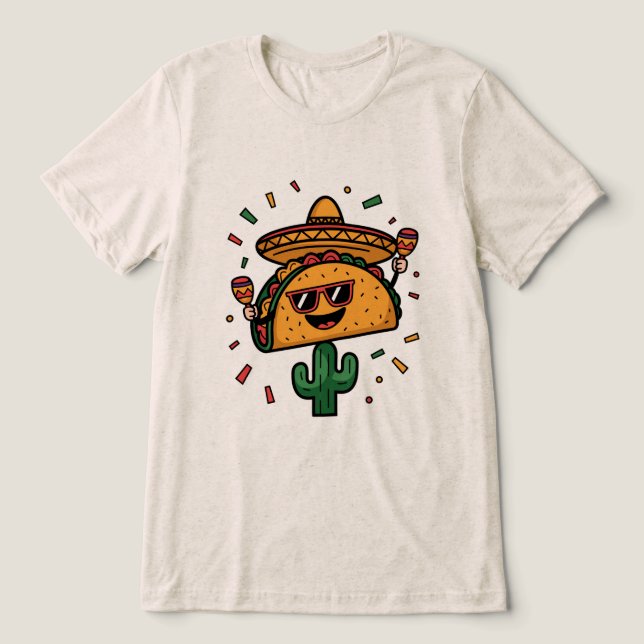 Taco "Bout a Party! Tri-Blend Shirt (Design Vorderseite)