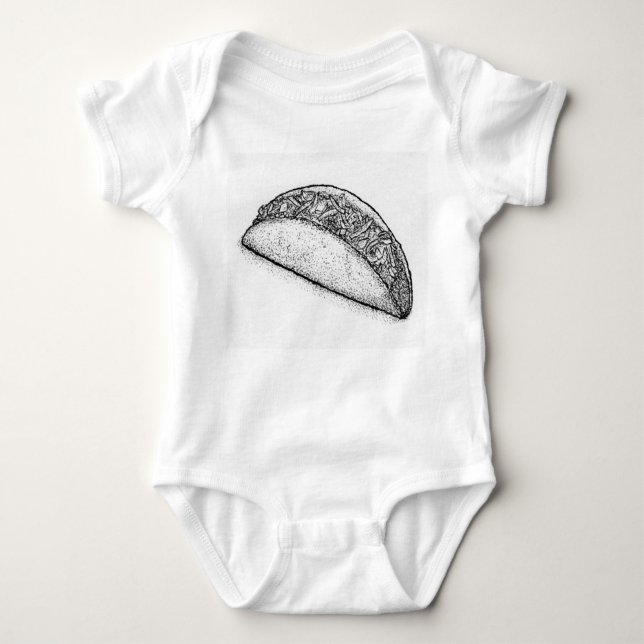 Taco 'Bout Adorable: Hand-Drawn Monochromatic Taco Baby Strampler (Vorderseite)