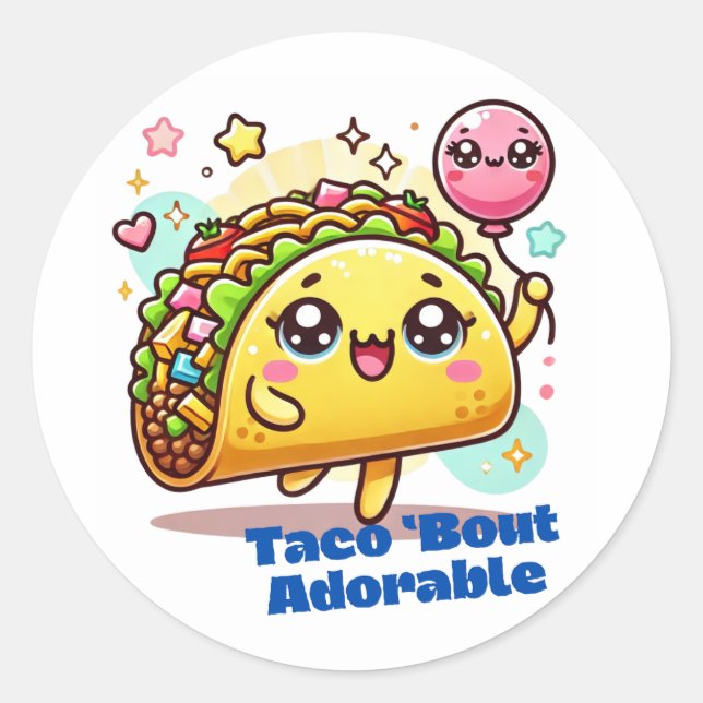 Taco 'bout Adorable Sticker, Taco Lovers Sticker (Vorderseite)